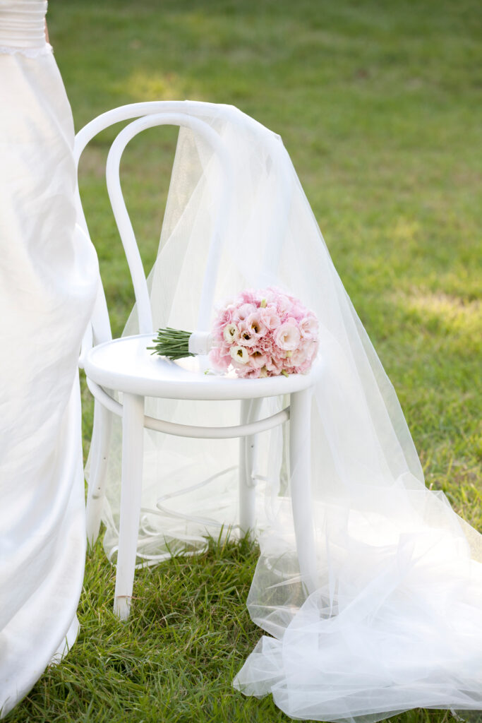 | Bouquet On A Chair In The Outdoors
