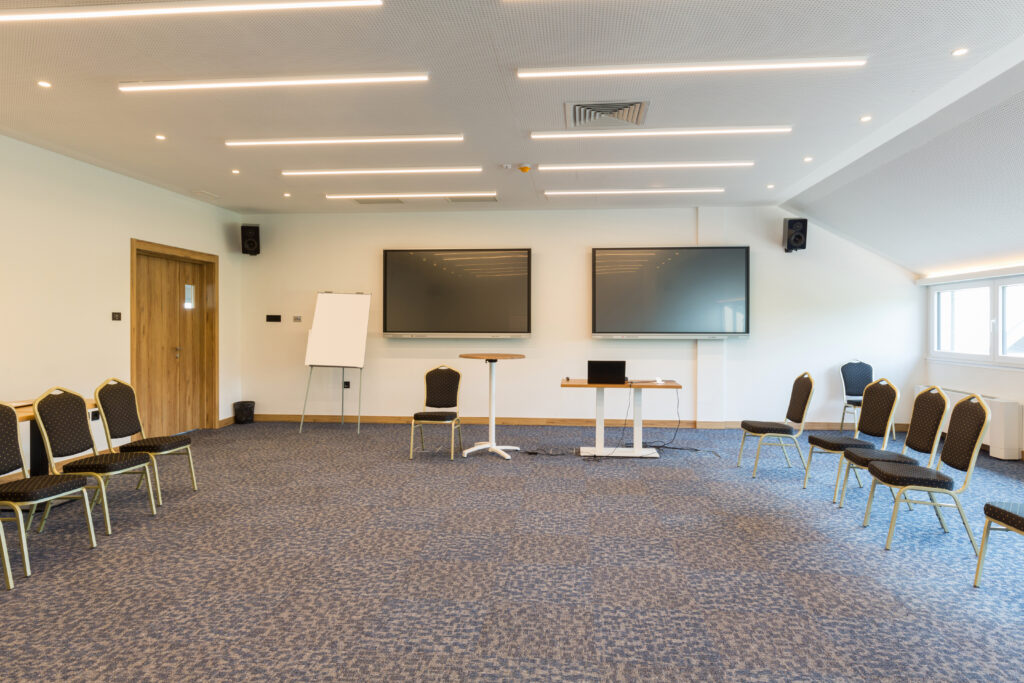 | Interior of an empty hotel conference room