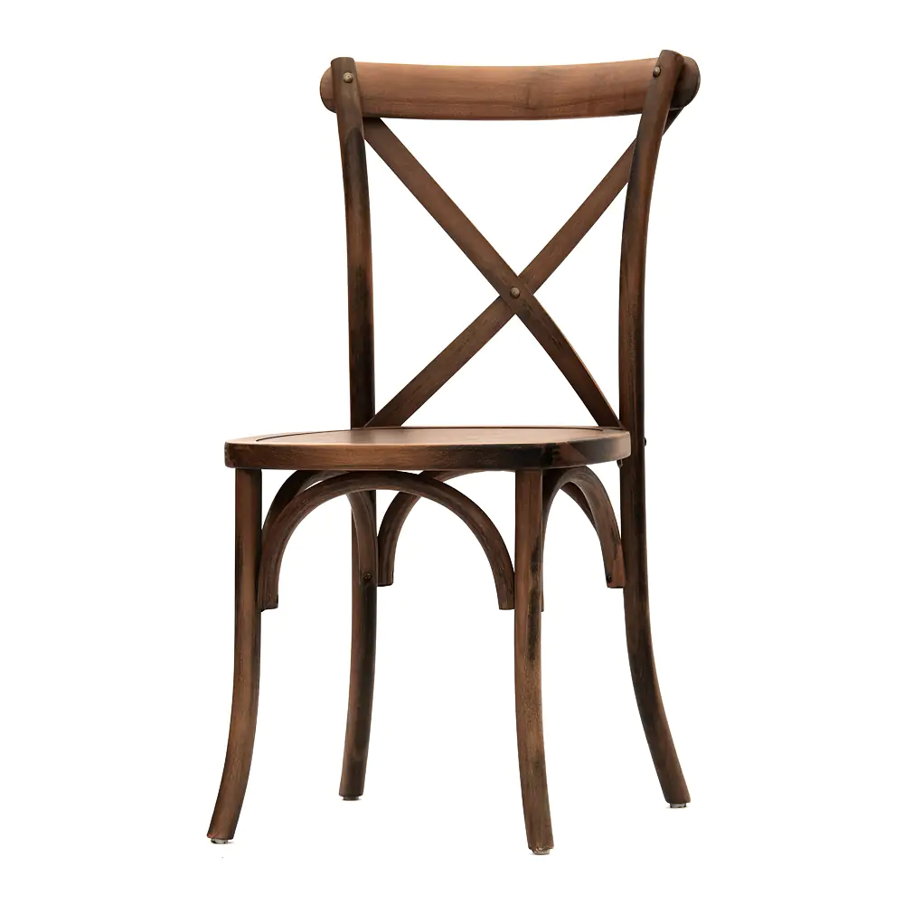 krzesło rustykalne drewniane boho – ciemny brąz | bankietowo.pl | D50_5165