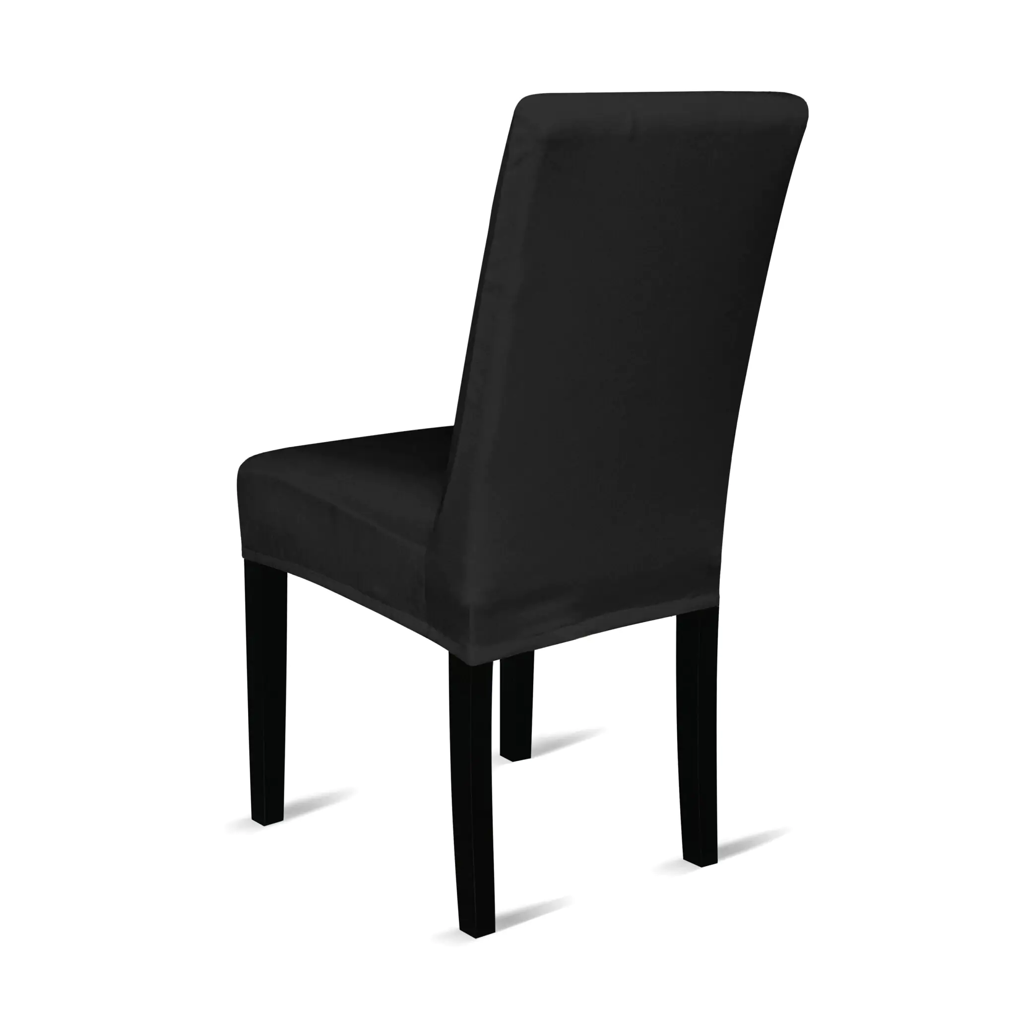elastyczny uniwersalny pokrowiec na krzesło welurowy czarny | bankietowo.pl | black velvet dinning chair cover (3)