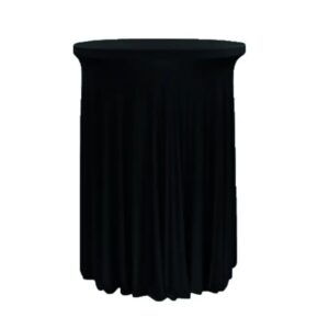 Pokrowiec elastyczny skirting czarny na stolik koktajlowy Fi80cm