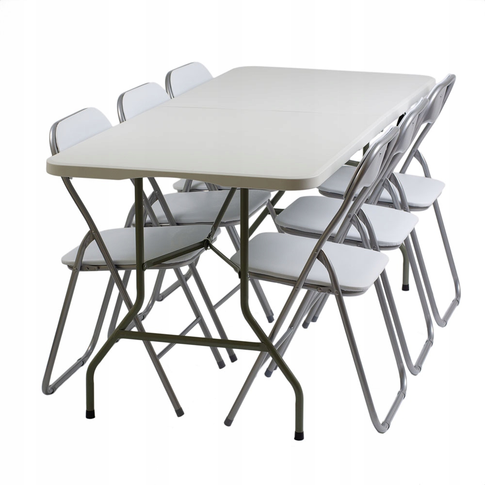 zestaw cateringowy ogrodowy biały składany – stół 180 + 6 krzeseł white | bankietowo.pl | ZESTAW-STOL-ROZKLADANY-CATERINGOWY-180x74-x1-KRZESLO-SKLADANE-X6-DLA-GOSCI-Kod-producenta-krzeslo-ogrodowe-stol-zestaw-mebli-ogrodowych