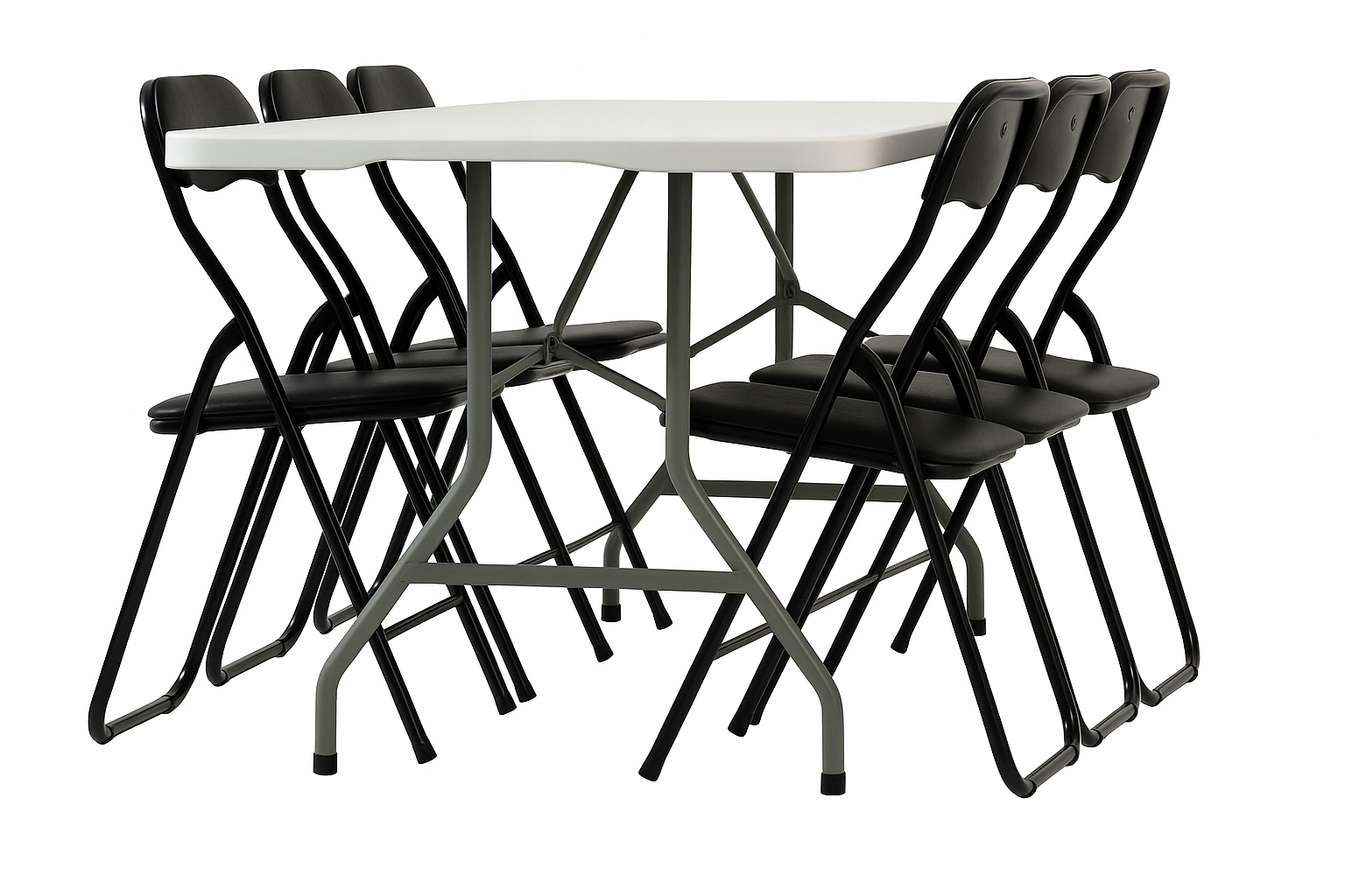 zestaw cateringowy ogrodowy biały składany – stół 180 + 6 krzeseł black premium | bankietowo.pl | zestaw-mebli-ogrodowych-cateringowych-stol-bialy-krzesla-czarne-x6 3