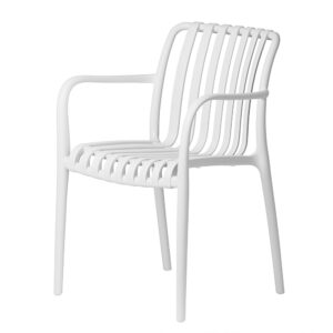 Krzesło ogrodowe ażurowe Aura białe z podłokietnikami