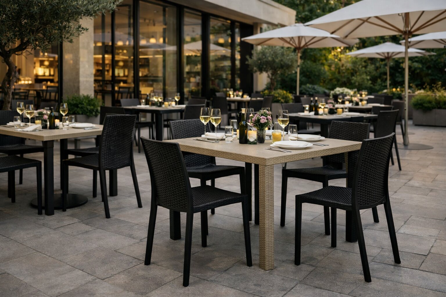 krzesło ogrodowe havana – imitacja rattanu czarne | bankietowo.pl | krzeslo-ogrodowe-havana-czarne-realizacja