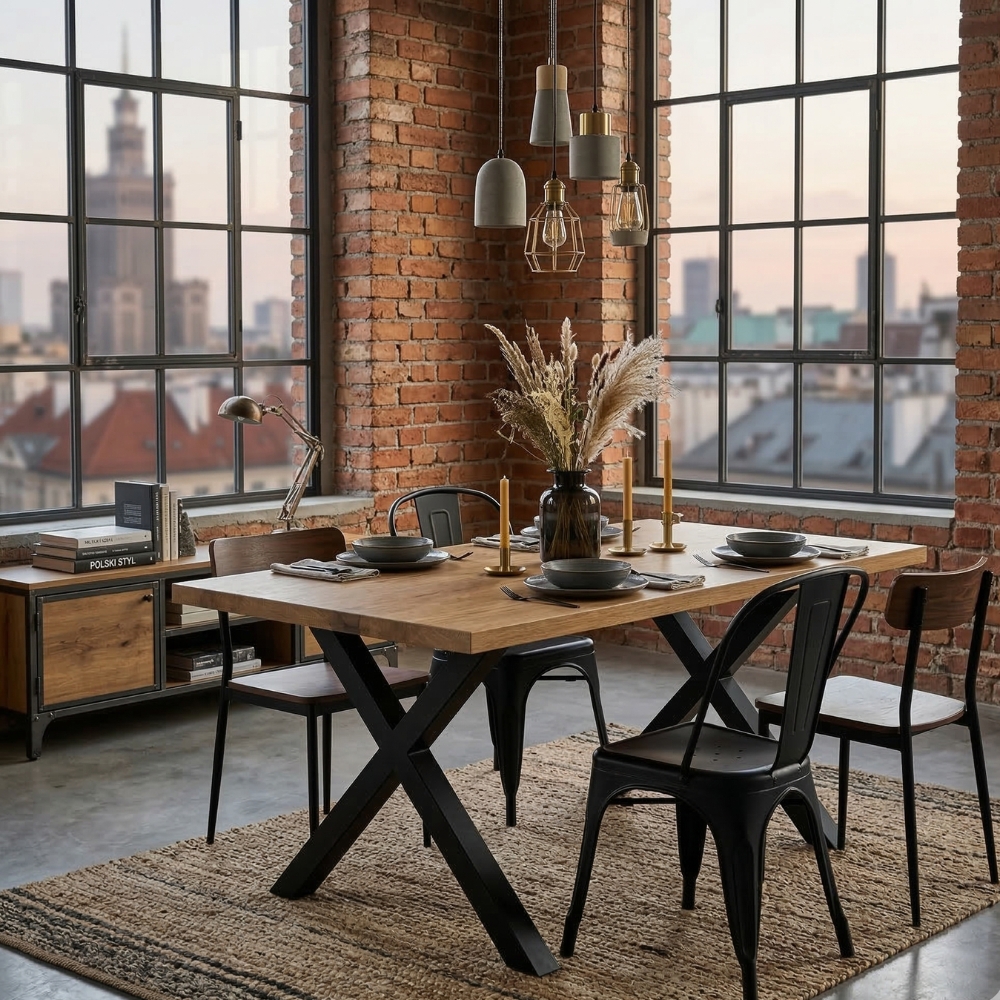 stół industrialny loftowy biurowy x 120x80x3,6cm dąb lancelot | bankietowo.pl | stolik-loftowy-120x80cm-loft 1