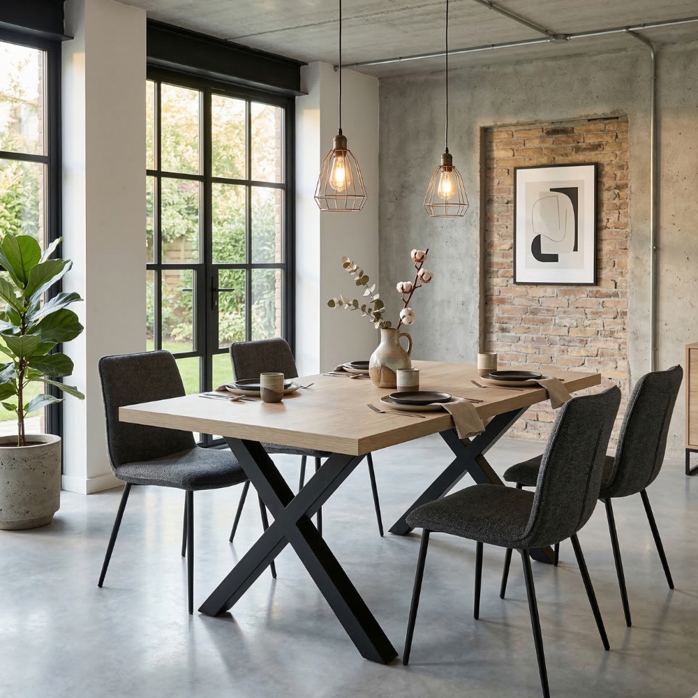 stół industrialny loftowy biurowy x 120x80x3,6cm dąb sonoma | bankietowo.pl | stolik-loftowy-120x80cm-loft dab sonoma X