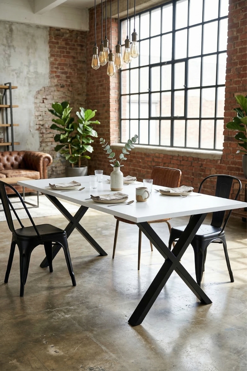 nogi metalowe 70x56cm do stołu biurka loftowe w kształcie x - 2szt. | stolik-loftowy-x