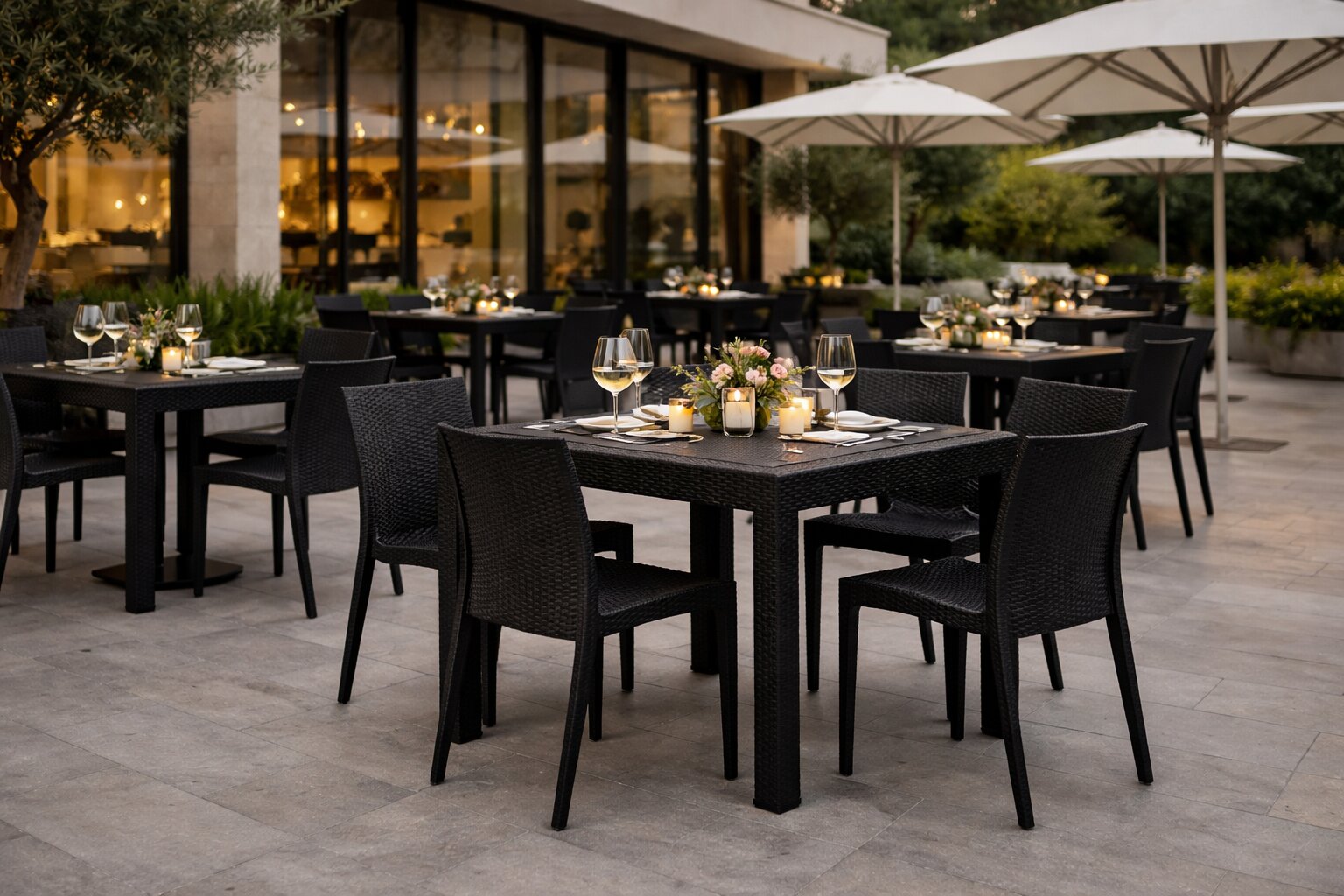 zestaw mebli ogrodowych – 4 krzesła havana czarne + stół riviera | bankietowo.pl zestaw-mebli-ogrodowych-krzesla-havana-stolik-riviera-czarny