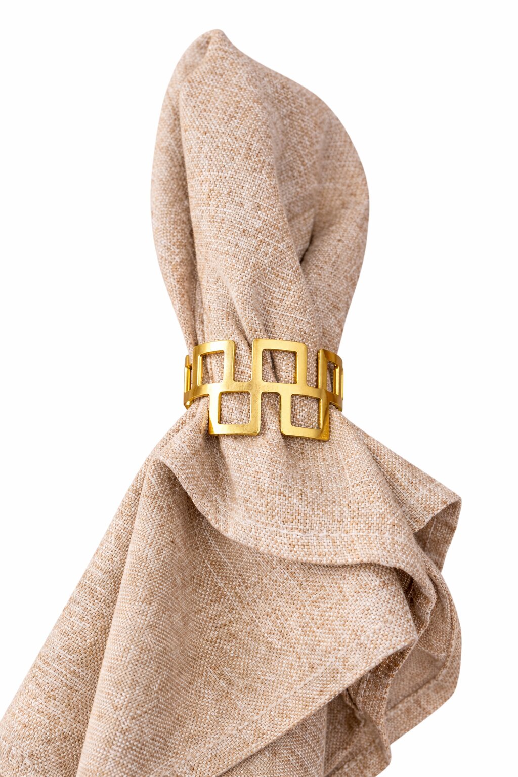 obręcz do serwetek stalowa – srebrna model: 0826-arp | bankietowo.pl | Złoty pierścień na serwetce lnianej