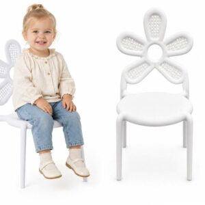 Krzesełko dziecięce Kwiatuszek krzesło dla dzieci - białe