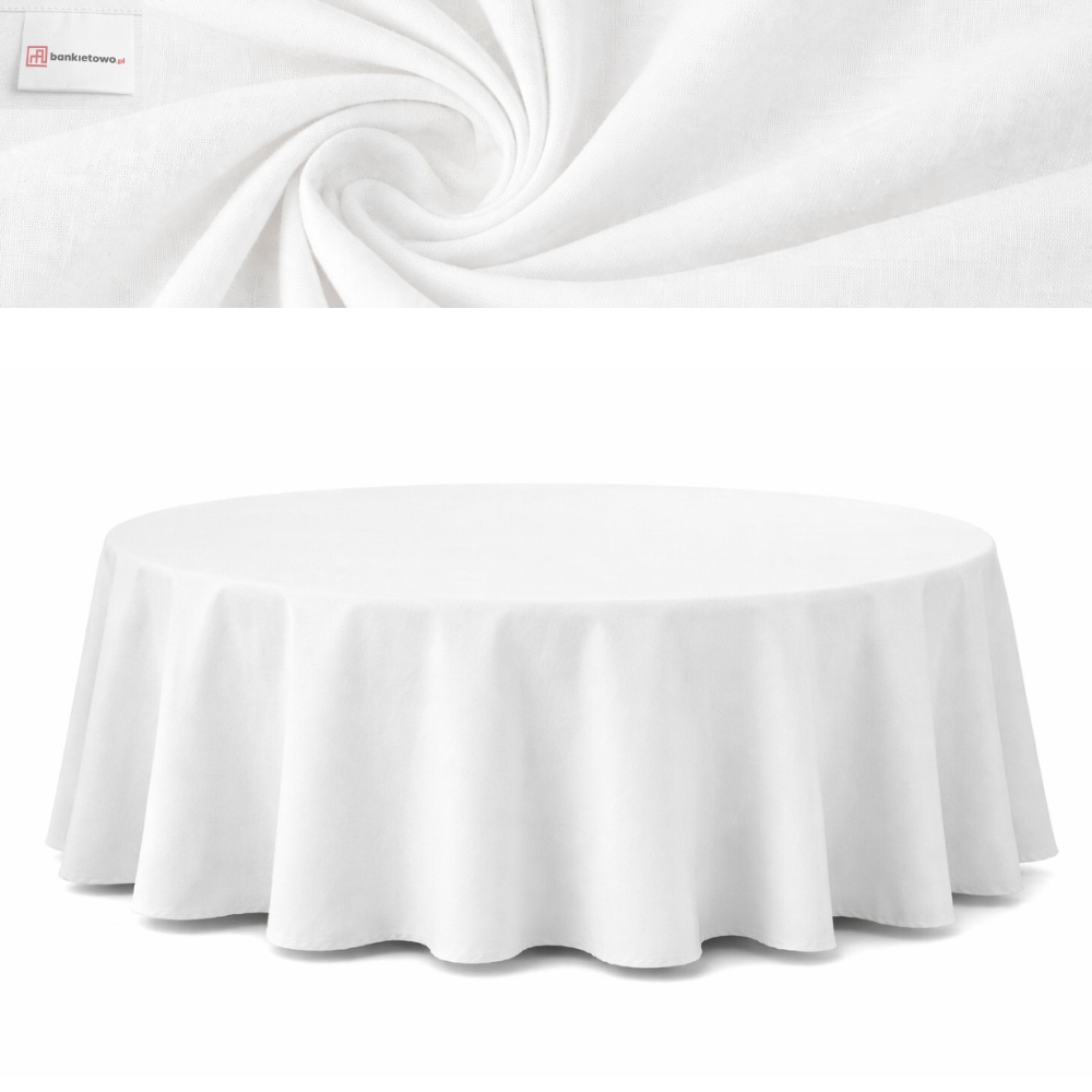 obrus biały bawełniany na stół bankietowy fi320cm | bankietowo.pl | obrus-bawelniany-okragly-bialy 2