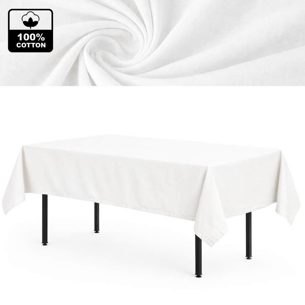 obrus biały bawełniany na stół bankietowy 280x170cm | bankietowo.pl | obrus-bawelniany-prostokatny-bialy 2