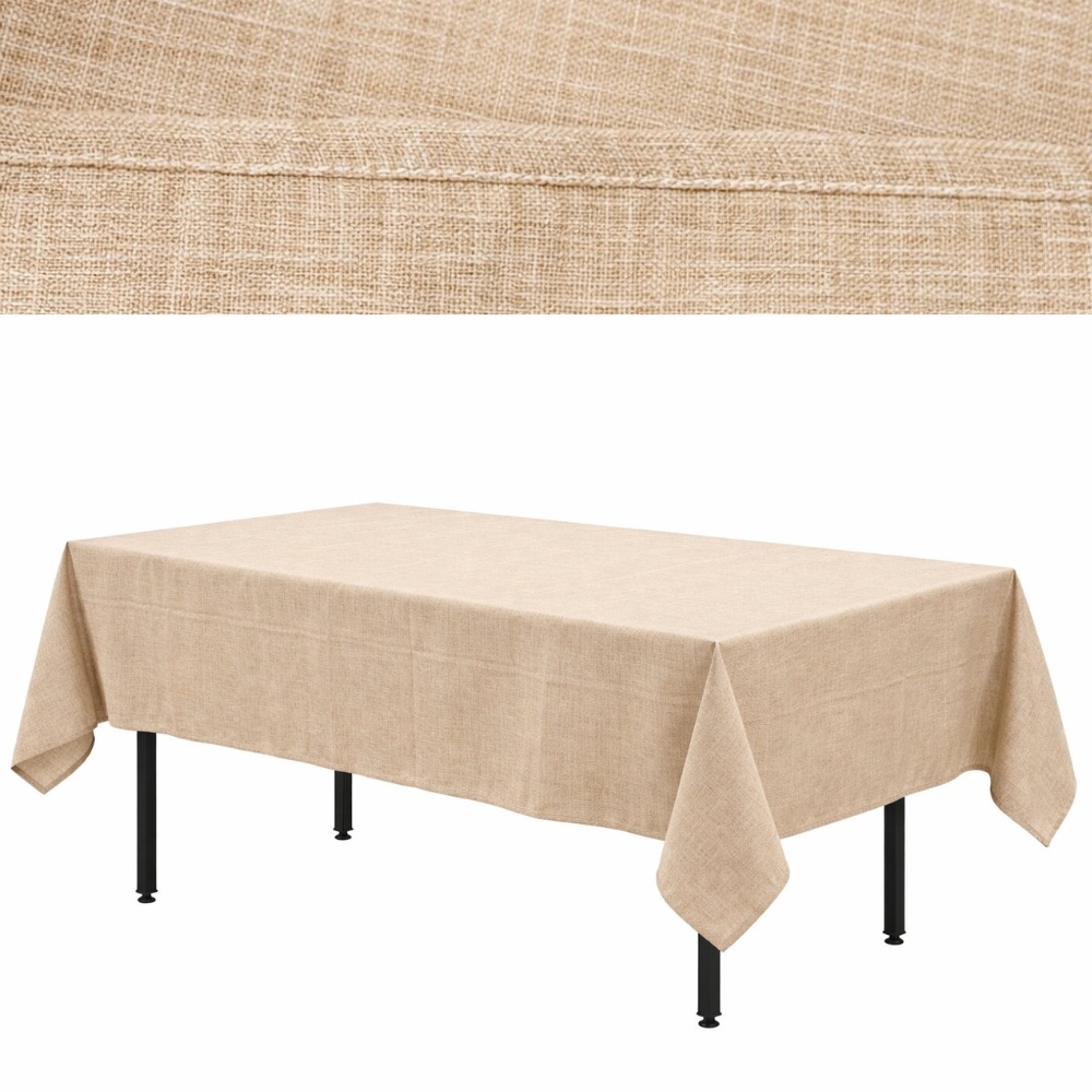 obrus płócienny beżowy „boho” 280x170cm na stół bankietowy – imitacja lnu | bankietowo.pl | obrus-imitacja-lnu 1