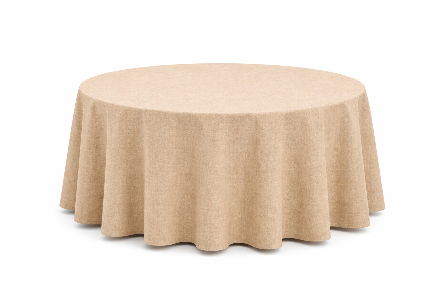 obrus płócienny beżowy „boho” fi320cm na stół bankietowy – imitacja lnu | bankietowo.pl | obrus-okragly-boho