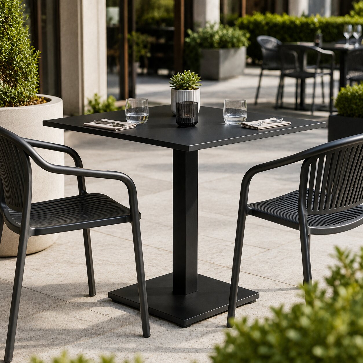 stolik ogrodowy kawiarniany patio blat hpl 68x68cm czarny | bankietowo.pl | Stolik ogrodowy kawiarniany Patio blat HPL 68x68cm czarny 6