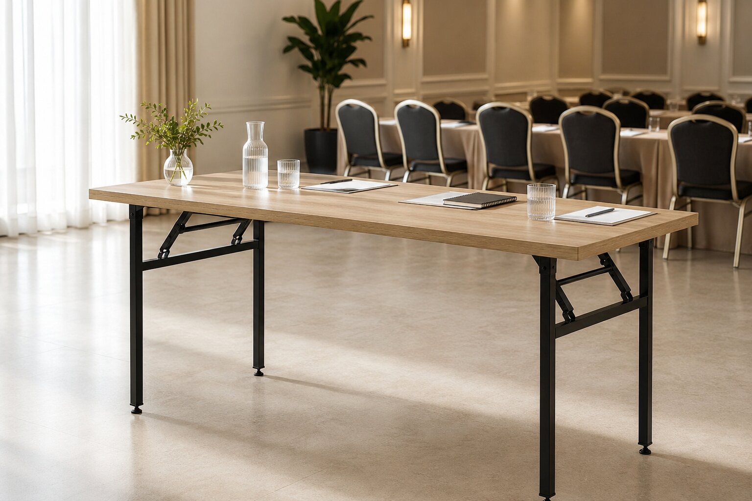 stół bankietowy składany 180x80x3,6cm dąb sonoma – prostokątny konferencyjny | bankietowo.pl | stol-konferencyjny-realizacja-180x80cm-sjkladany-prostokatny