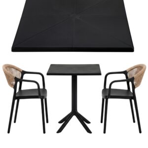 Zestaw mebli ogrodowych kawiarnianych Puro Solo czarny - 2 krzesła + stolik 60×60cm